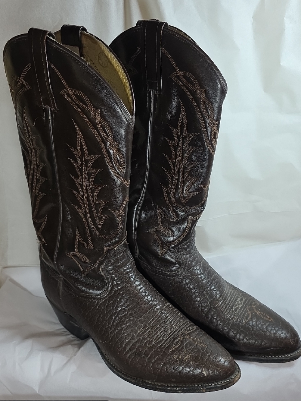 Tony Lama Dark Brown Leather Western Cowboy Boots